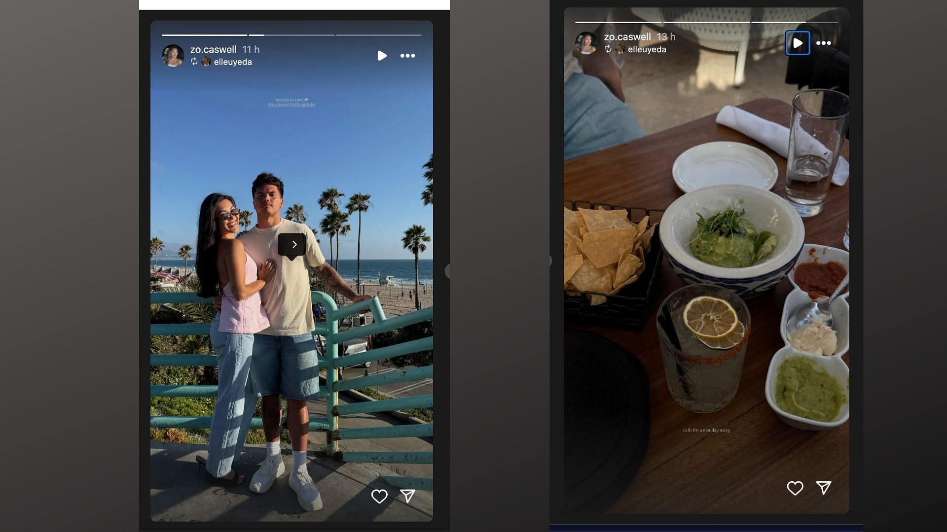Dillon Gabriel’s fiancée is Zo Caswell's IG stories